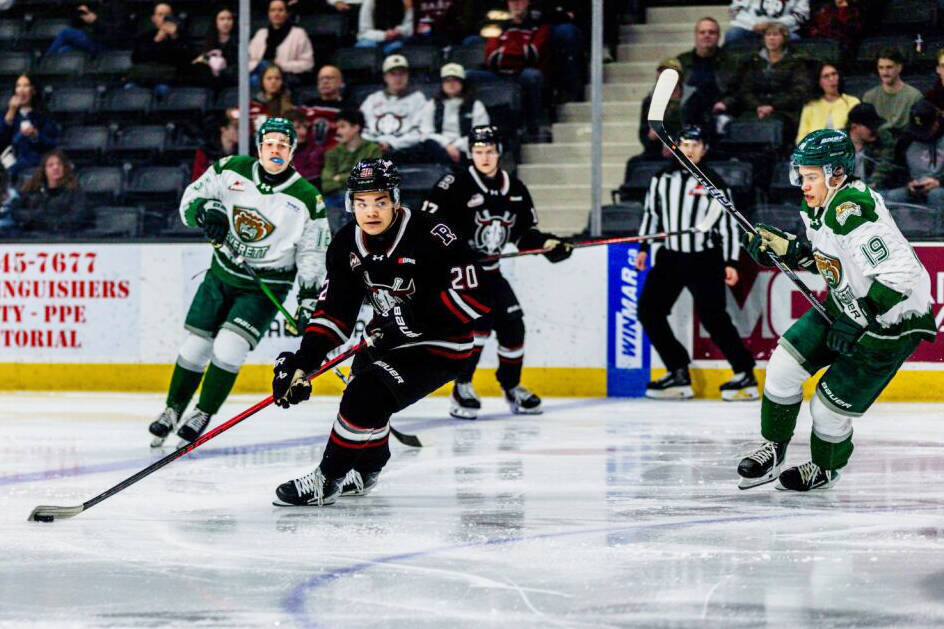 Red Deer Rebels forward Patrick Sopiarz skates through the neutral zone during a game against the Everett Silvertips at the Marchant Crane Centrium on Tuesday, Feb. 10. (Photo by Taylor Lachance/Red Deer Rebels)